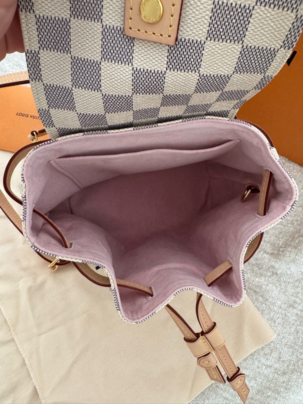 Louis Vuitton Sperone bb Checkered Drawstring Backpack with Pink Trim - Picture 6 of 8